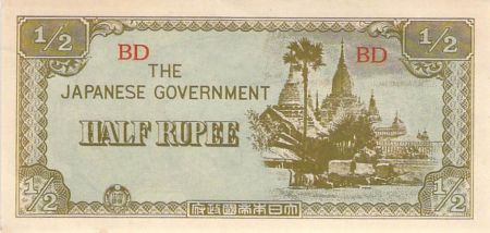 Birmanie BIRMANIE  OCCUPATION JAPONAISE - 1/2 RUPEE 1942