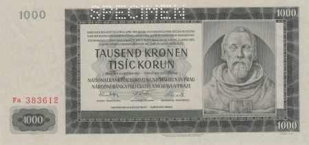 Bohéme et Moravie 1000 Korun - Peter Parler - 1942 Spécimen