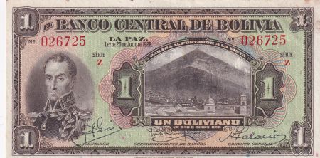 Bolivie 1 Boliviano - Simon Bolivar -  1928 - Série Z - P.118