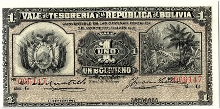 Bolivie 1 Boliviano, Forêt Tropicale - 1902