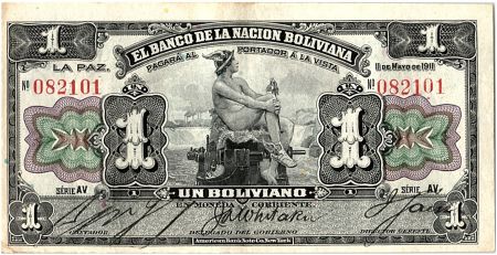 Bolivie 1 Boliviano, Mercure  -  1911