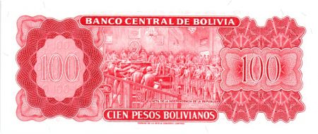 Bolivie 100 Pesos Bolivianos, Simón Bolívar - République de Bolivie - 1962 (1983)