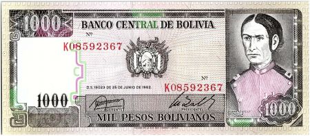 Bolivie 1000 Pesos Bolivianos, Juana Azurduy de Padilla -  1982