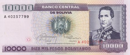 Bolivie 10000 Pesos Bolivianos , Maréchal A. De Santa Cruz - Parlement - 1984