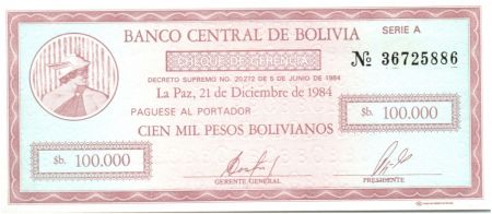 Bolivie 100000 Pesos Bolivianos Bolivianos, Mercure - 1984