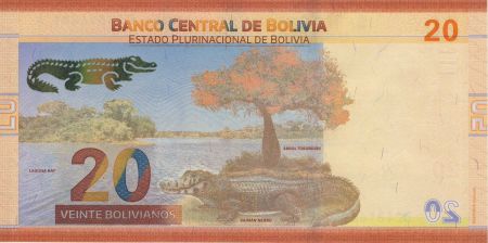 Bolivie 20 Bolivianos Héros Boliviens - Crocodile - ND (2018)