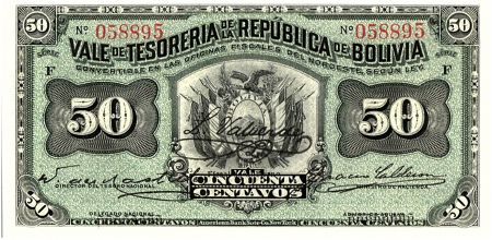 Bolivie 50 Centavos, Armoiries - 1902