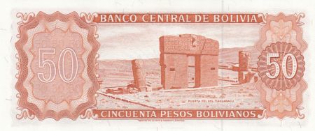 Bolivie 50 Pesos A. J. de Sucre - Ruines - 1962