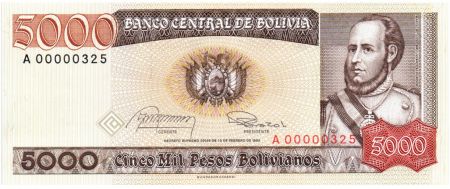 Bolivie 5000 Pesos, Jose Ballivian y Segurola - 1984  A.00000325 Petit numéro