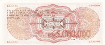 Bolivie 5000000 Pesos Mercure (chèque) - 1985