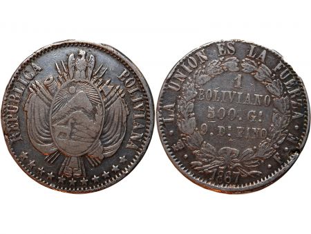 Bolivie BOLIVIE - 1 BOLIVIANO 1867
