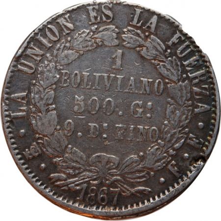 Bolivie BOLIVIE - 1 BOLIVIANO 1867
