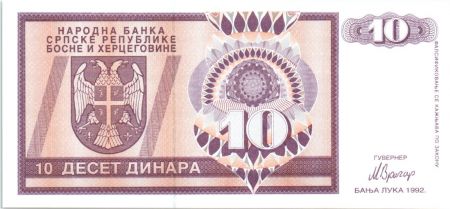 Bosnie-Herzégovine 10 Dinara 1992 - Aigle à 2 têtes