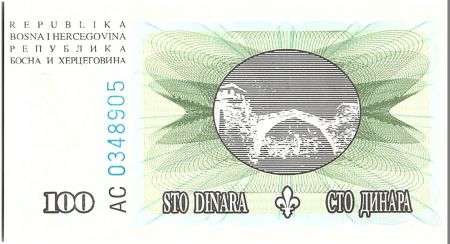 Bosnie-Herzégovine 100 Dinara  Pont de Mostar  - 1994 - Petit Format