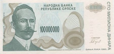 Bosnie-Herzégovine 100 Million de Dinara - P. Kocic - Armoirie - 1993
