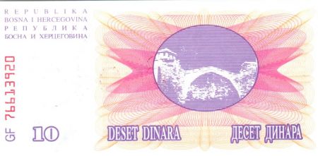 Bosnie-Herzégovine 10.000 Dinara - Pont Mostar - Travnik - 1993