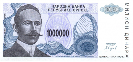 Bosnie-Herzégovine 1.000.000 Dinara - P. Kocic - Armoiries - 1993