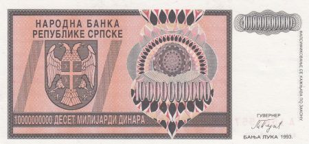 Bosnie-Herzégovine 10.000.000.000 Dinara 1993 - Aigle à 2 têtes - P.148- Neuf