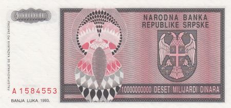 Bosnie-Herzégovine 10.000.000.000 Dinara 1993 - Aigle à 2 têtes - P.148- Neuf