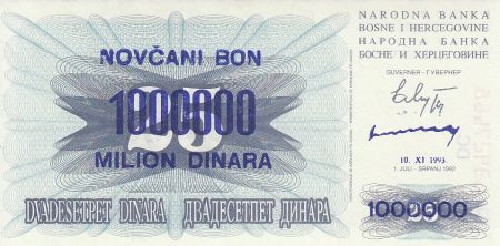 Bosnie-Herzégovine 25 Surcharge 1.000.000 Dinara  - 1993