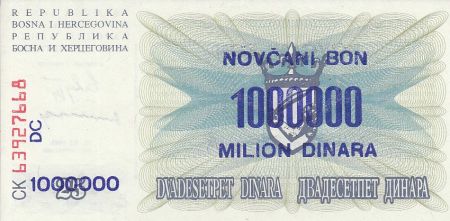 Bosnie-Herzégovine 25 Surcharge 1.000.000 Dinara  - 1993