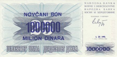 Bosnie-Herzégovine 25 Surcharge 1.000.000 Dinara - 1993