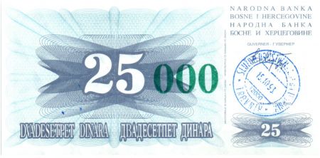 Bosnie-Herzégovine 25.000 Dinara - Armoiries - Travnik - 1993