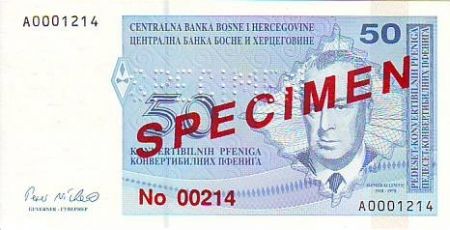 Bosnie-Herzégovine 50 Convertible Pfeniga - S. Kulenovic - 1998