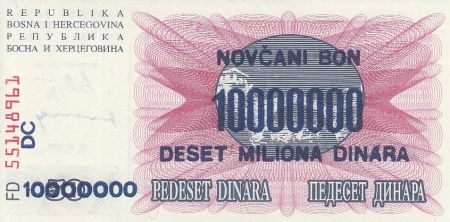 Bosnie-Herzégovine 50 Surcharge 10.000.000 Dinara -  Violet - 1993