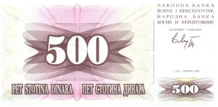 Bosnie-Herzégovine 500 Dinara  Armoiries - 1992