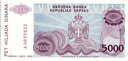 Bosnie-Herzégovine 5000 Dinara - P. Kocic - Armoirie - 1993