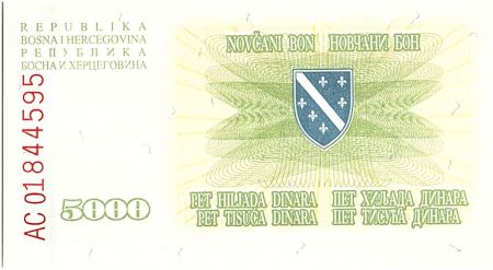 Bosnie-Herzégovine 5000 Dinara  Vert et jaune - 1994 -Petit Format