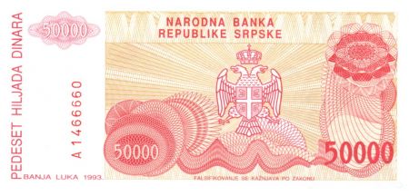 Bosnie-Herzégovine 50000 Dinara  P. Kocic - Armoiries - 1993