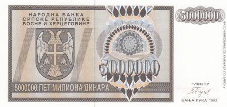 Bosnie-Herzégovine 5000000 Dinara 1993 - Aigle à 2 têtes - P.143- Neuf