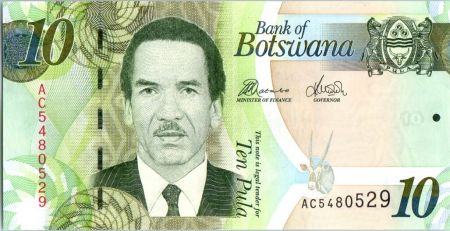 Botswana 10 Pula Pres. Serestse Khama Ian Khama - Assemblée Nationale - 2012