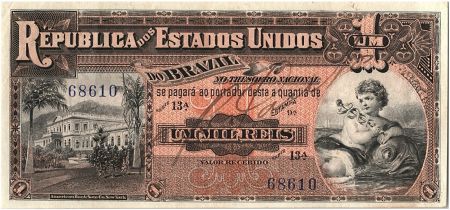 Brésil 1 Mil Reis, Musée Impériale - 1917 - Estampa 9 A - P.5