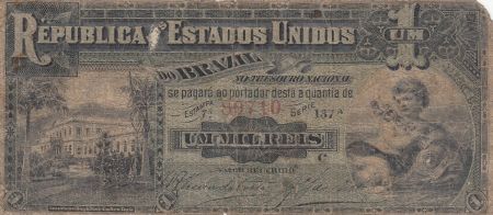 Brésil 1 Mil Reis 1891 - Estampa 7A - Petrópolis