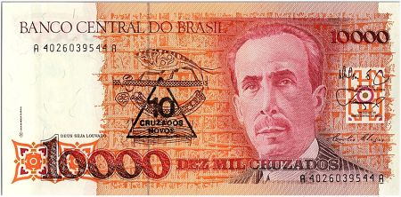 Brésil 10 Cruzados Novos sur 10000 Cruzados  - Carlos Chagas - 1989