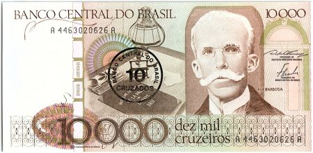 Brésil 10 Cruzados sur 10000 Cruzeiros, Rui Barbosa -1986