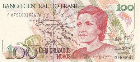 Brésil 100 Cruzados Novos - Cecilia Meireles - ND (1989) - Série A-A - P.220b