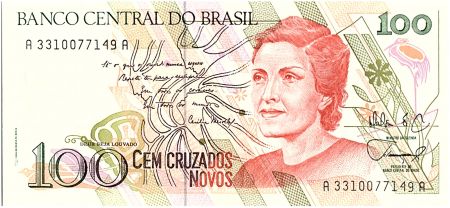 Brésil 100 Cruzados Novos, Cecilia Meireles - 1989