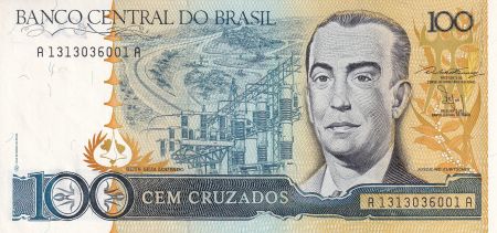 Brésil 100 Cruzeiros - Juscelino Kubitschek - Brasilia - ND (1987) - Série A-A - P.211b