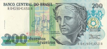Brésil 200 Cruzeiros Liberté - Peinture Patria - 1990