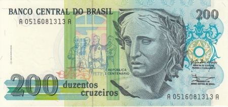 Brésil 200 Cruzeiros Liberté - Peinture Patria - 1990 Série A.0516