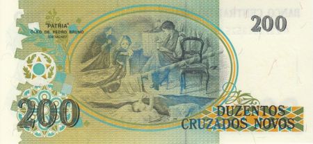 Brésil 200 Cruzeiros sur 200 Cruzados Novos, Liberté - Peinture Patria - 1990