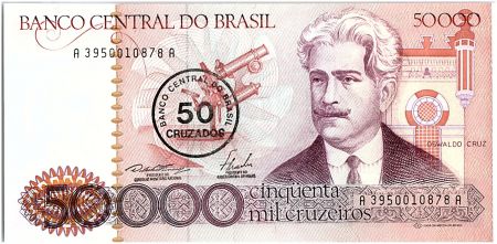 Brésil 50 Cruzados sur 50000 Cruzeiros, Oswaldo Cruz -1986
