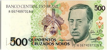 Brésil 500 Cruzados Novos, Augusto Ruschi - Orchidées - 1990