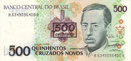 Brésil 500 Cruzados Novos Novos, Augusto Ruschi - Orchidées