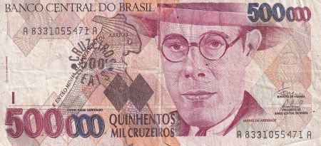 Brésil 500 Cruzeiros Reais - Mario de Andrade - 1993 - P.239a