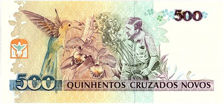 Brésil 500 Cruzeiros sur 500 Cruzados Novos, Augusto Ruschi - Orchidées - 1990